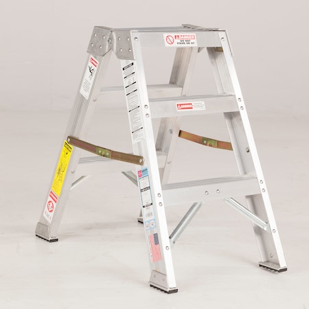 Bauer Ladder 2 Steps, 30" Overall Height, Aluminum, Silver 20812
